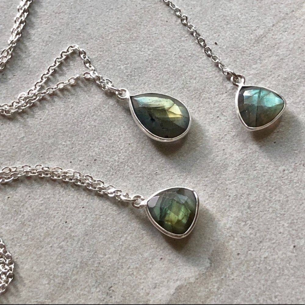 Labradorite Crystal Silver Boho Necklace